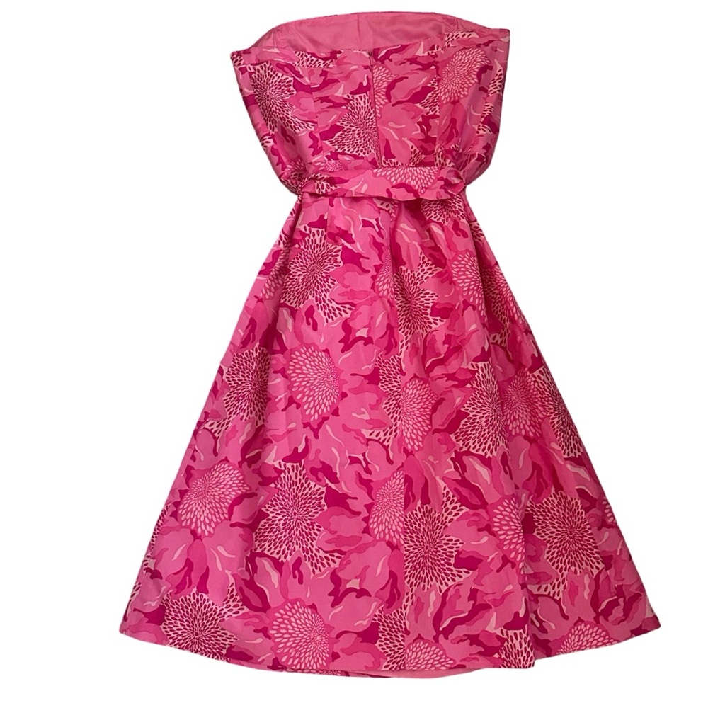 Lilly Pulitzer Pink Floral Strapless Belted Sundress - Picture 4 of 7